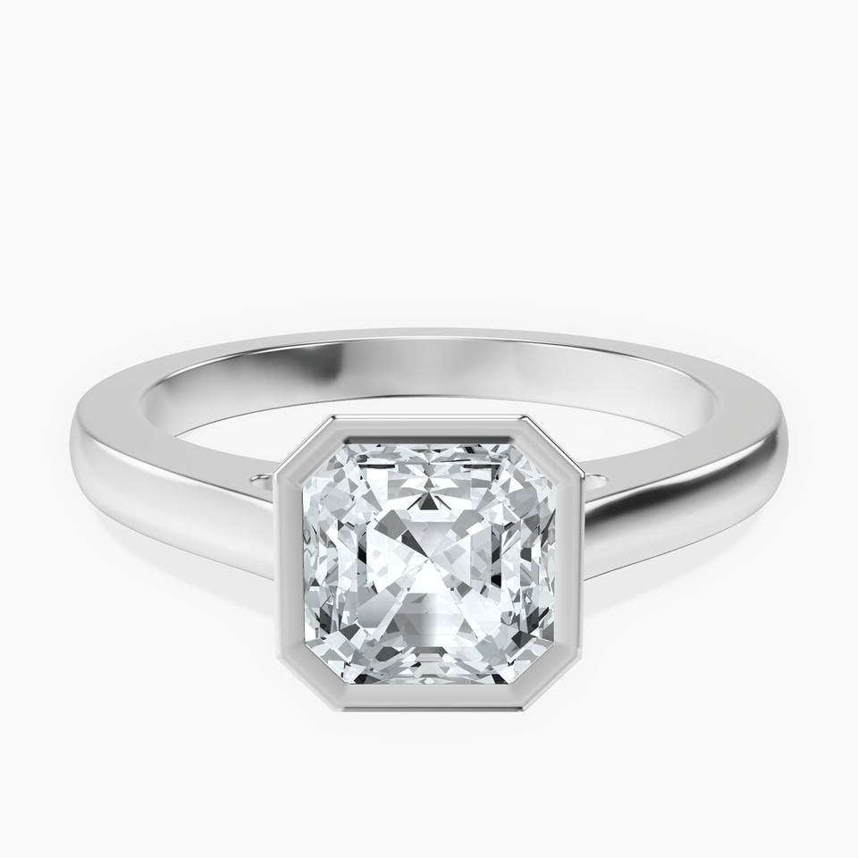 Platinum Bezel Set Solitaire Lab Diamond Ring front image