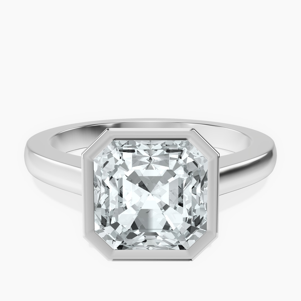 Platinum Bezel Set Solitaire Lab Diamond Ring front image
