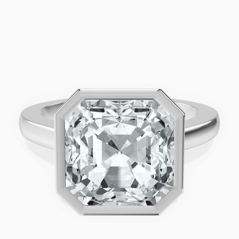 Platinum Bezel Set Solitaire Lab Diamond Ring front image