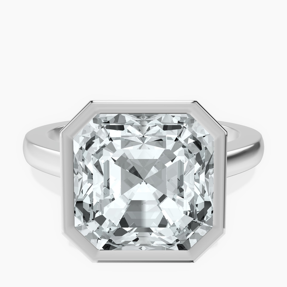 10kt White Gold Bezel Set Solitaire Lab Diamond Ring front image
