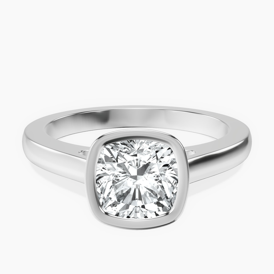 Platinum Bezel Set Solitaire Lab Diamond Ring front image