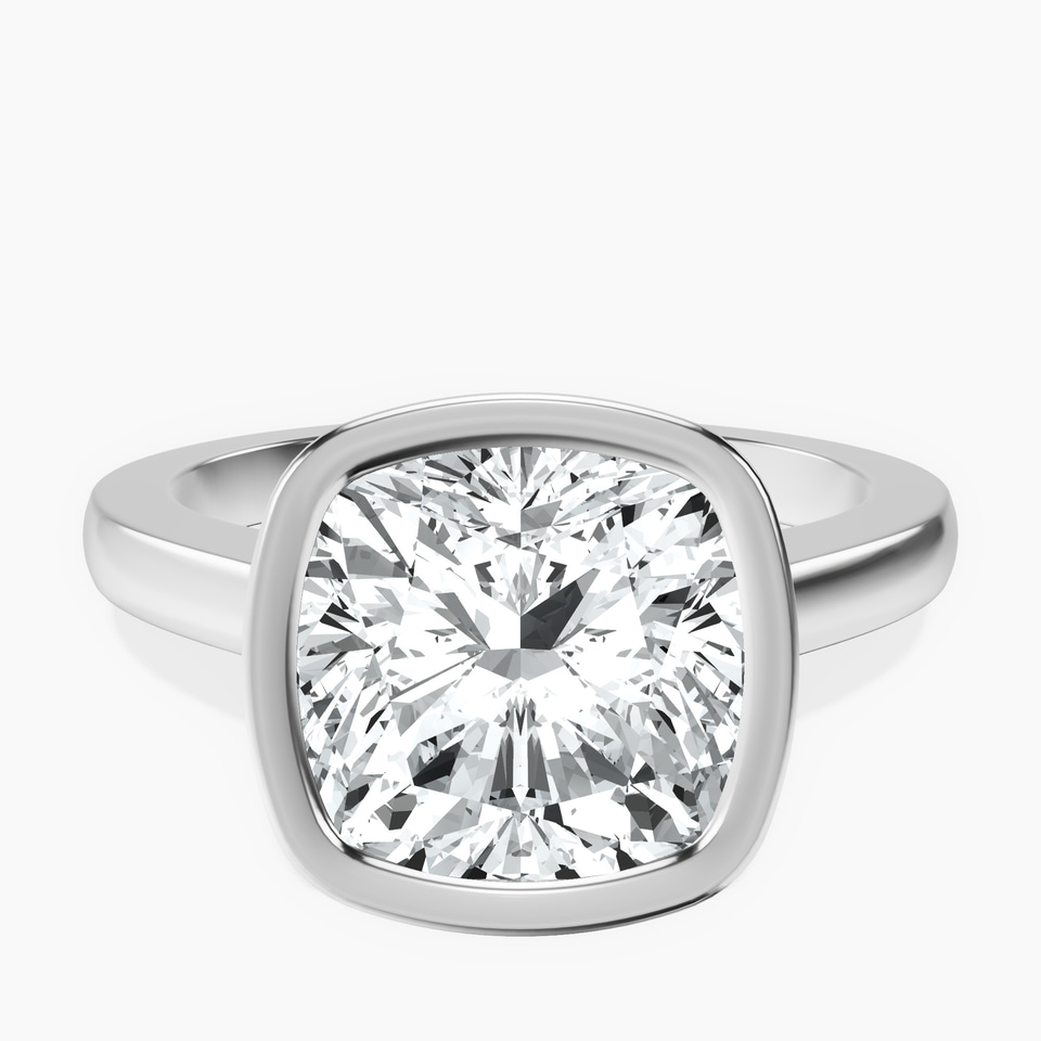 Platinum Bezel Set Solitaire Lab Diamond Ring front image