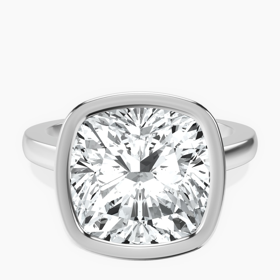 14kt White Gold Bezel Set Solitaire Lab Diamond Ring front image