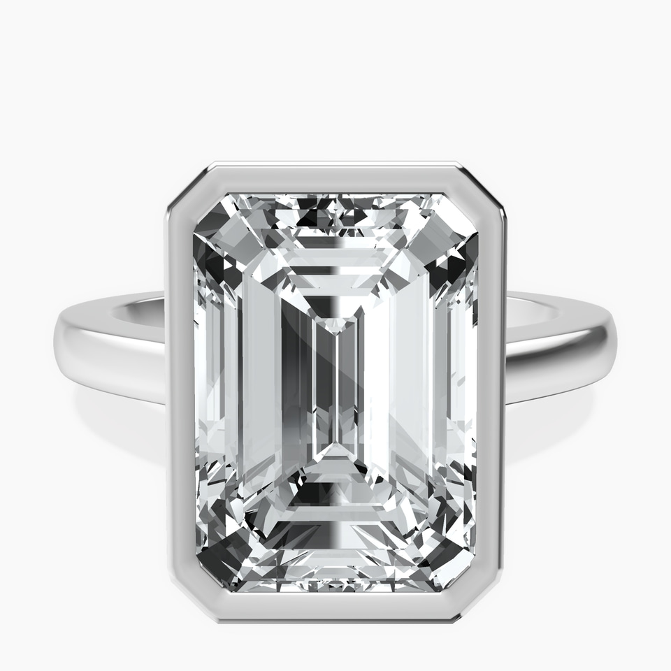 10kt White Gold Bezel Set Solitaire Lab Diamond Ring front image