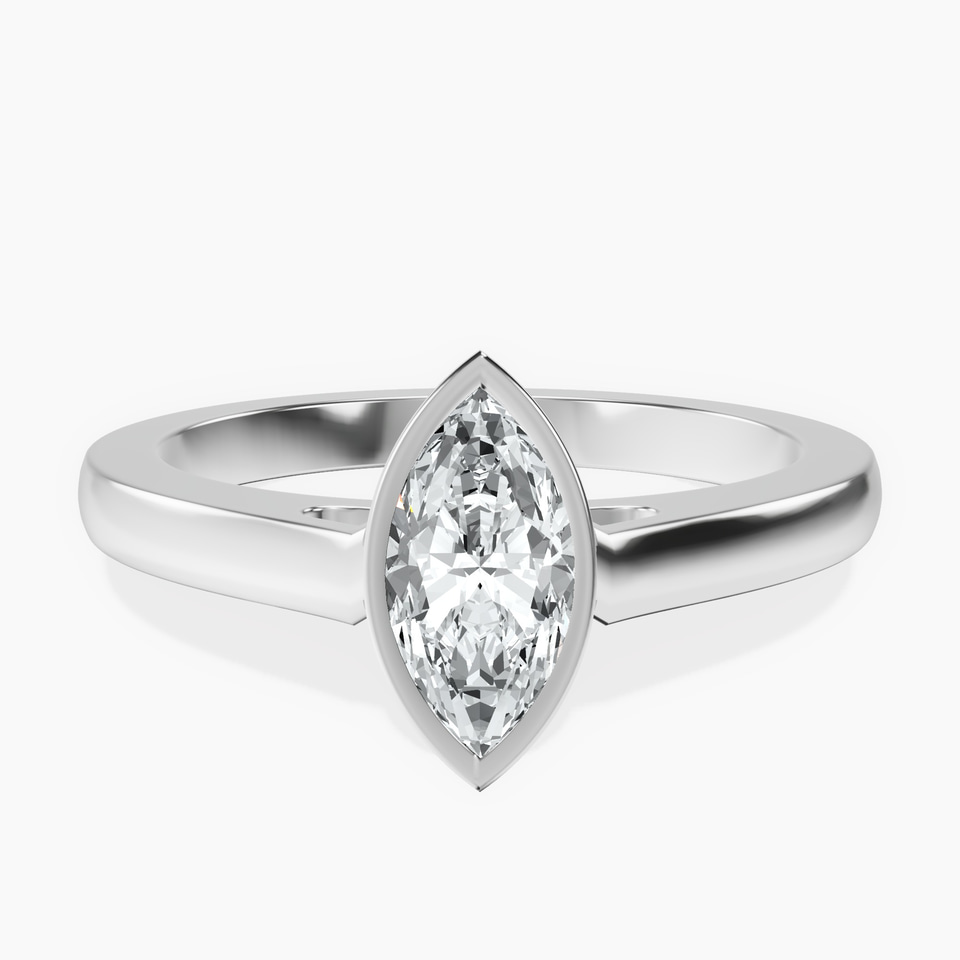Platinum Bezel Set Solitaire Lab Diamond Ring front image