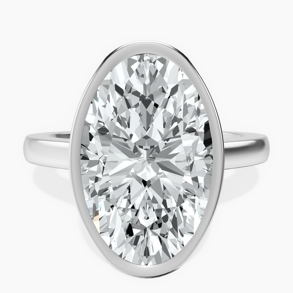 Platinum Bezel Set Solitaire Lab Diamond Ring front image