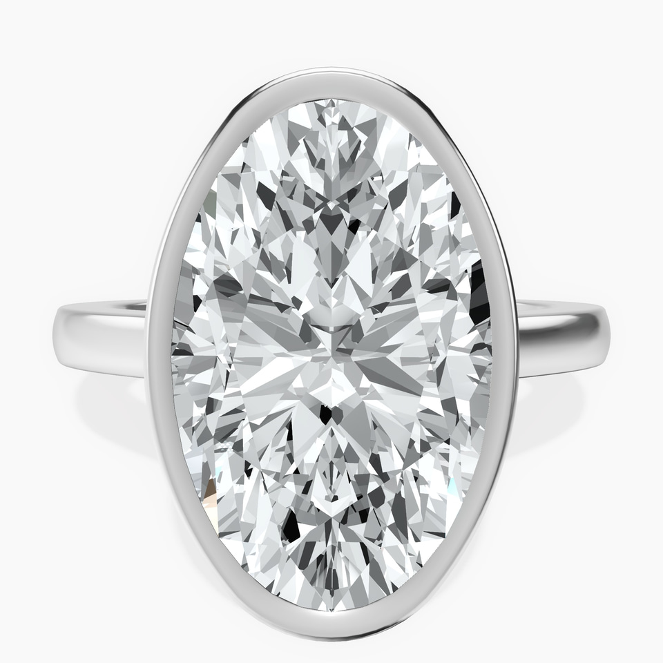 10kt White Gold Bezel Set Solitaire Lab Diamond Ring front image