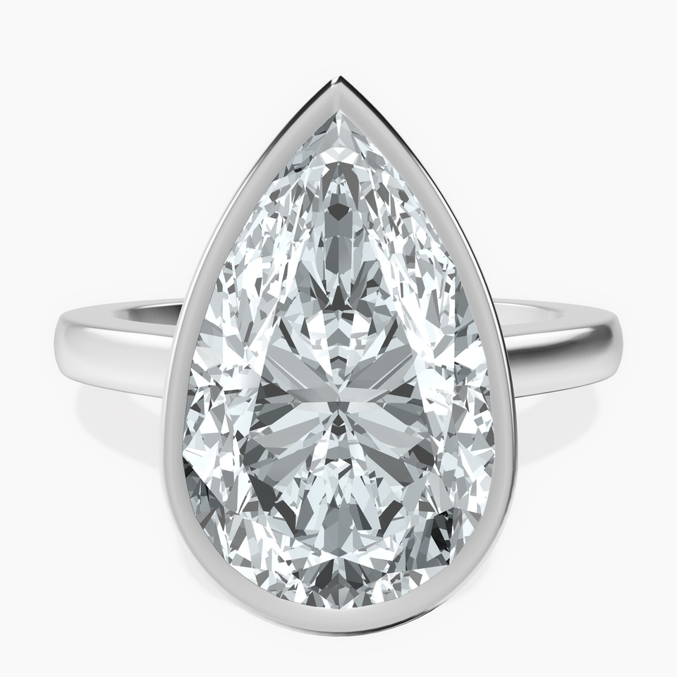 10kt White Gold Bezel Set Solitaire Lab Diamond Ring front image