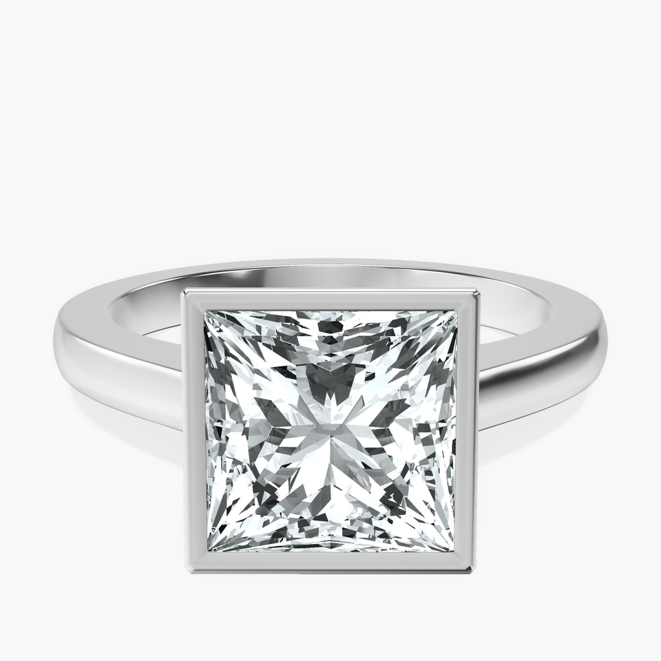 10kt White Gold Bezel Set Solitaire Lab Diamond Ring front image