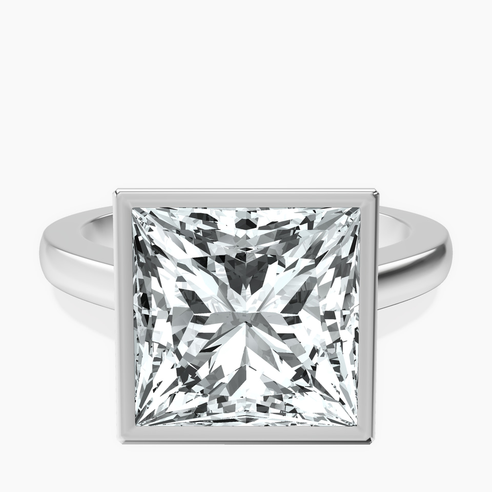 14kt White Gold Bezel Set Solitaire Lab Diamond Ring front image