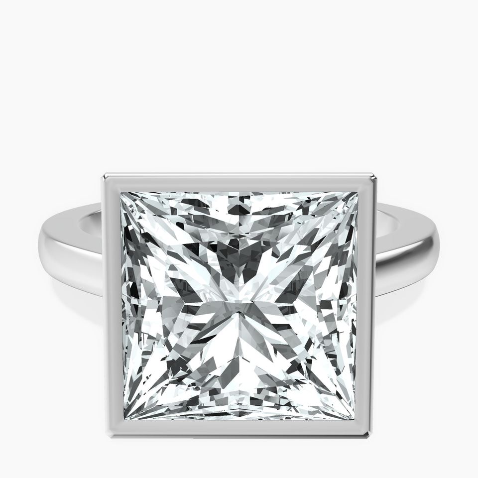 14kt White Gold Bezel Set Solitaire Lab Diamond Ring front image