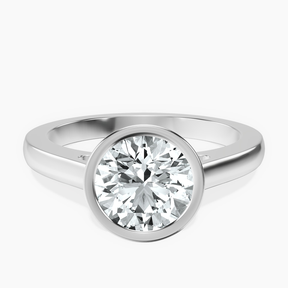 18ct White Gold Bezel Set Solitaire Lab Diamond Ring front image