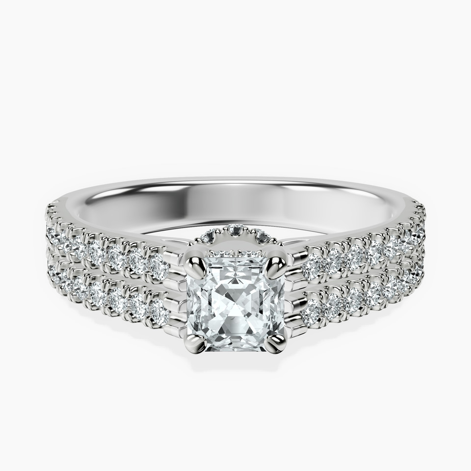 10kt White Gold Tosca Secret Halo Double Band Lab Diamond Ring front image