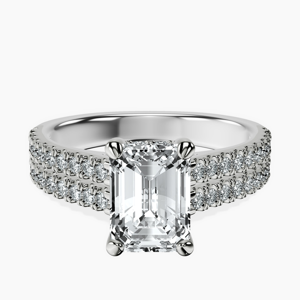 9ct White Gold Tosca Secret Halo Double Band Lab Diamond Ring front image