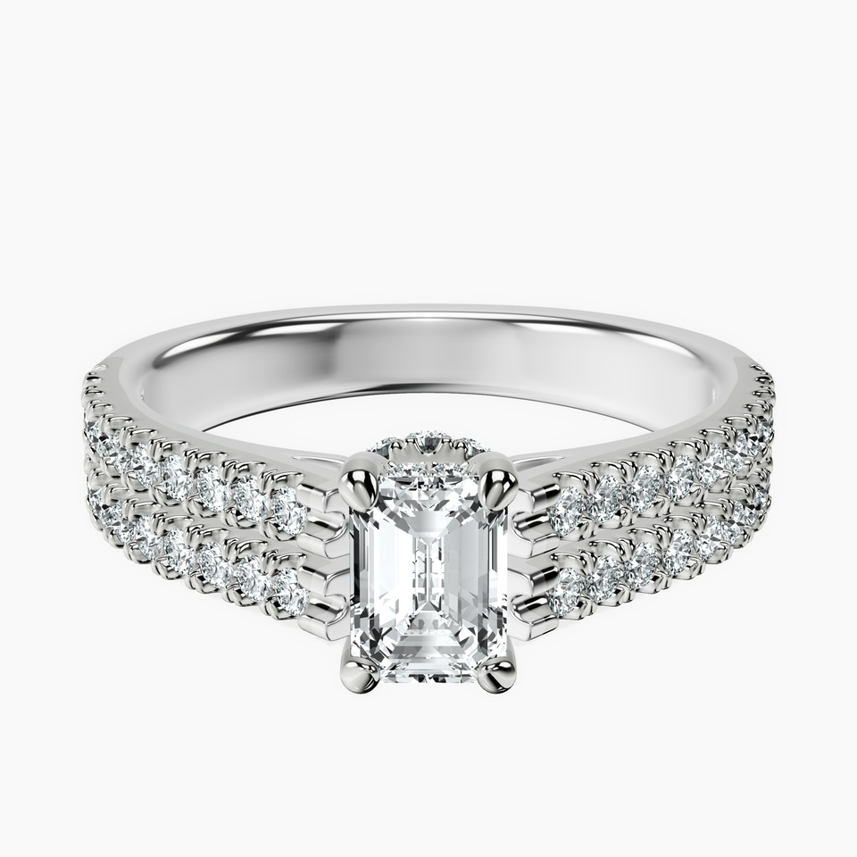 10kt White Gold Tosca Secret Halo Double Band Lab Diamond Ring front image