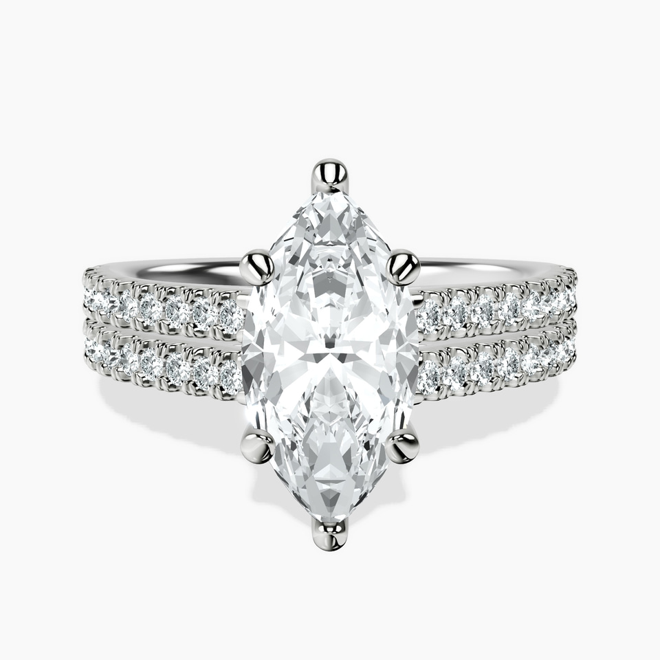 9ct White Gold Tosca Secret Halo Double Band Lab Diamond Ring front image