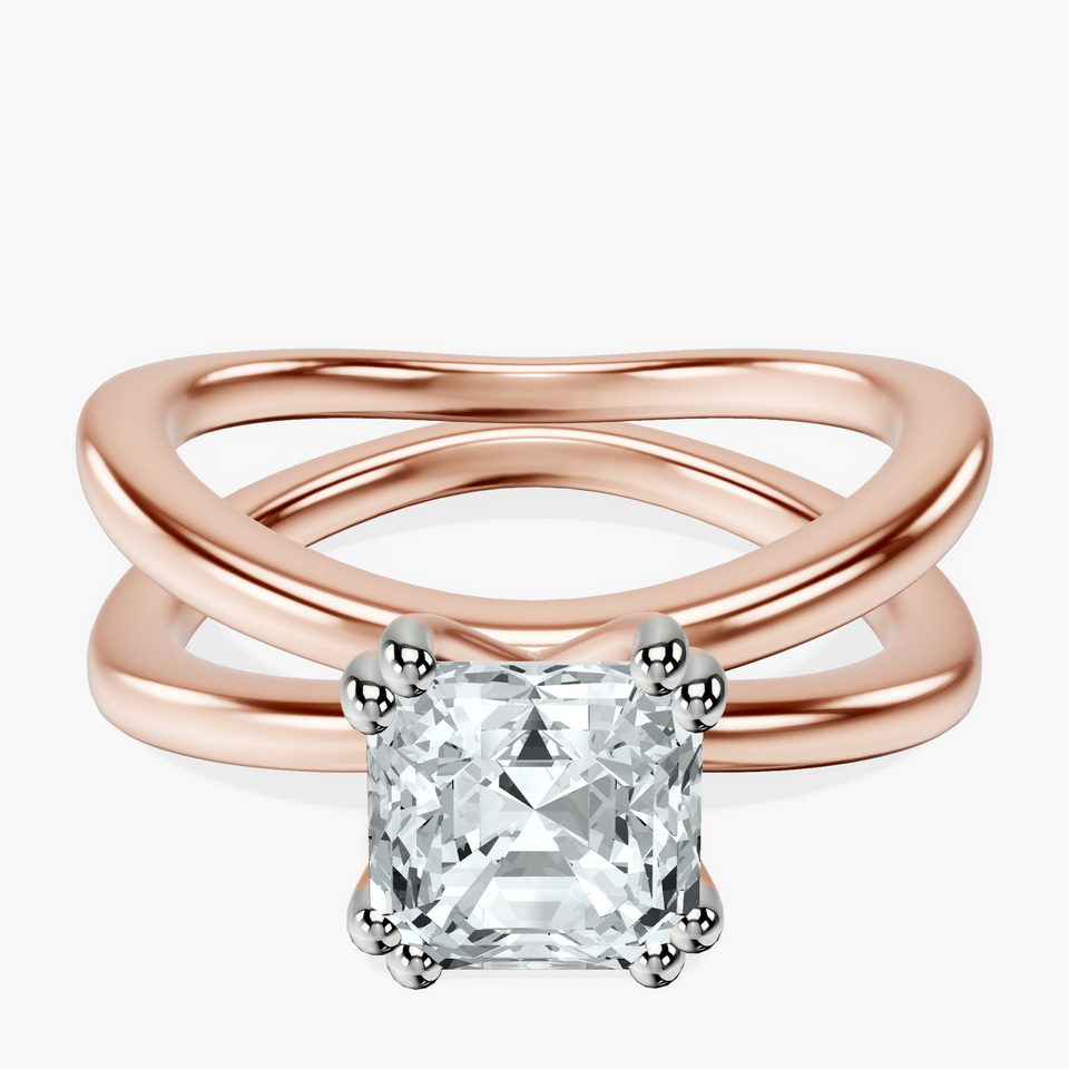 9ct Rose Gold Stella Criss Cross Solitaire Lab Diamond Ring front image