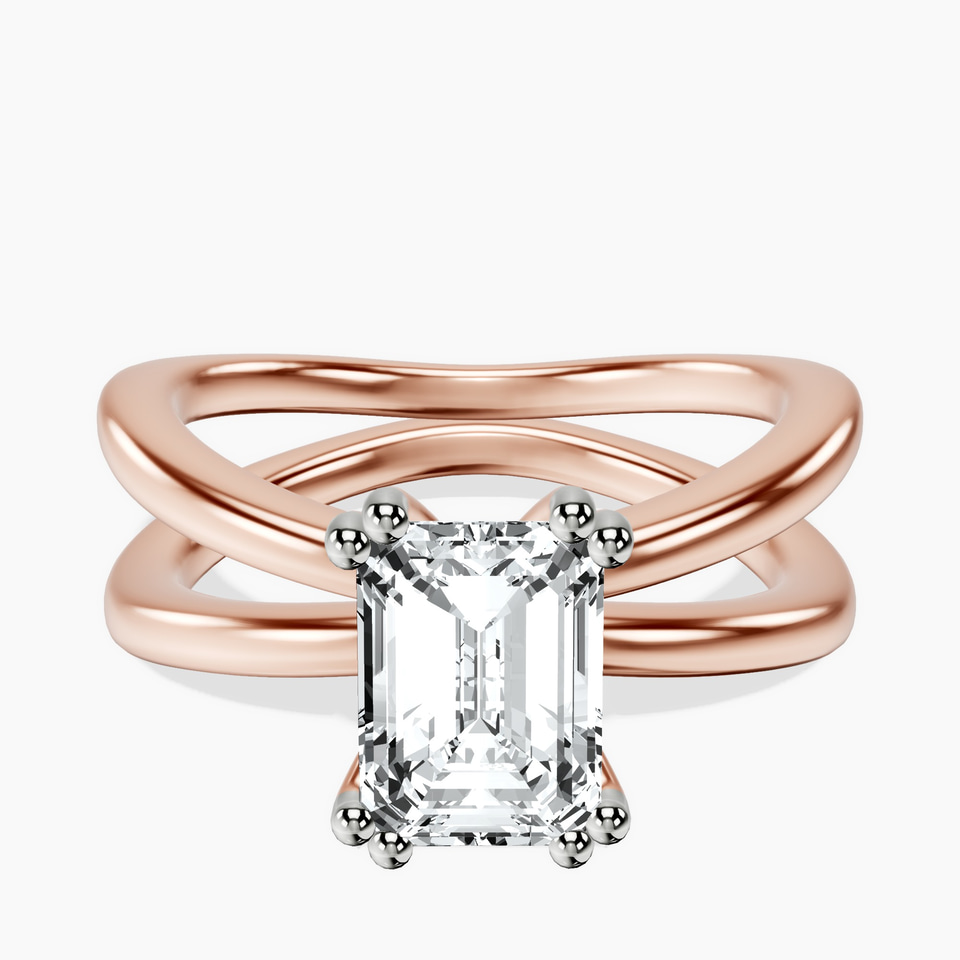 9ct Rose Gold Stella Criss Cross Solitaire Lab Diamond Ring front image