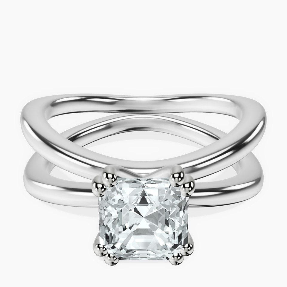 Platinum Stella Criss Cross Solitaire Lab Diamond Ring front image