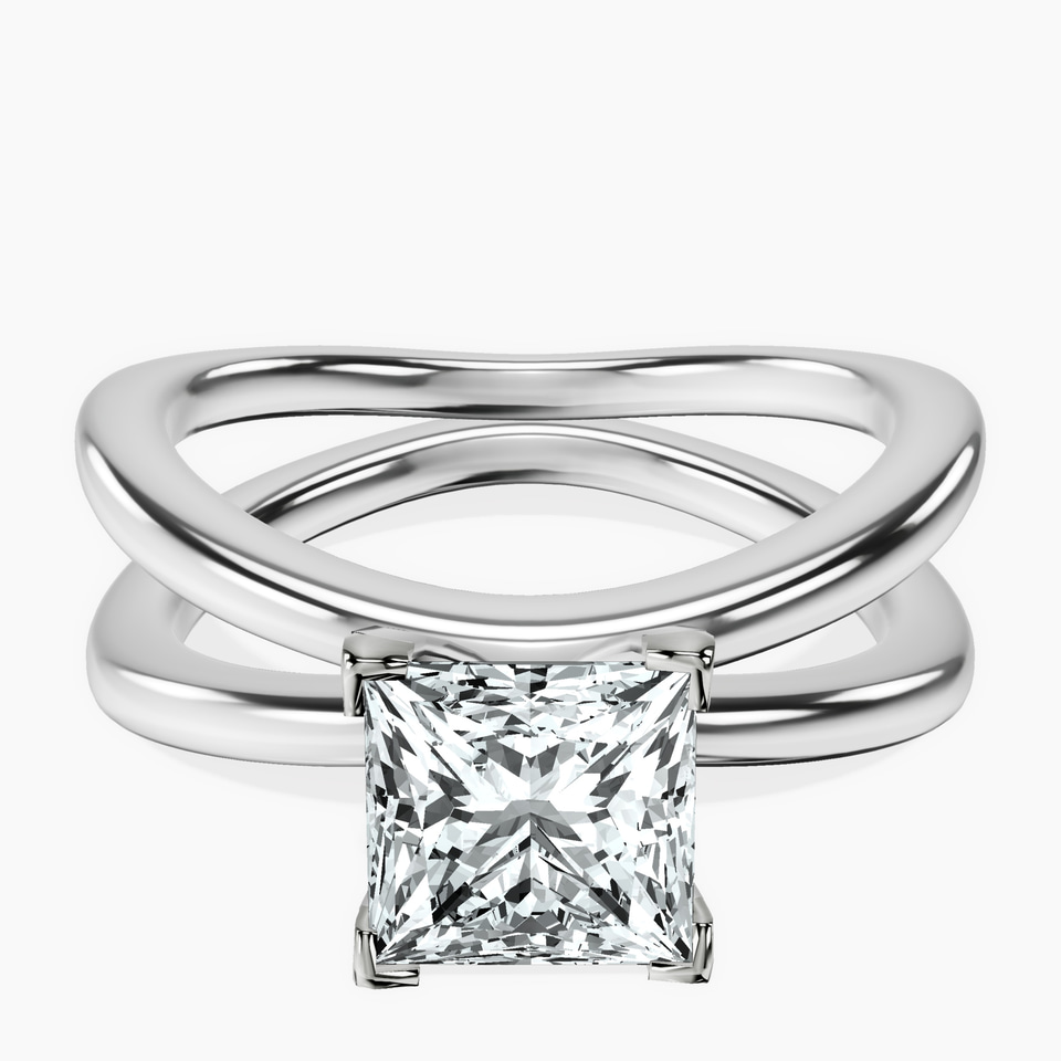 9ct White Gold Stella Criss Cross Solitaire Lab Diamond Ring front image