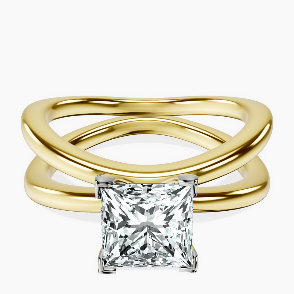 14ct Yellow Gold Stella Criss Cross Solitaire Lab Diamond Ring front image