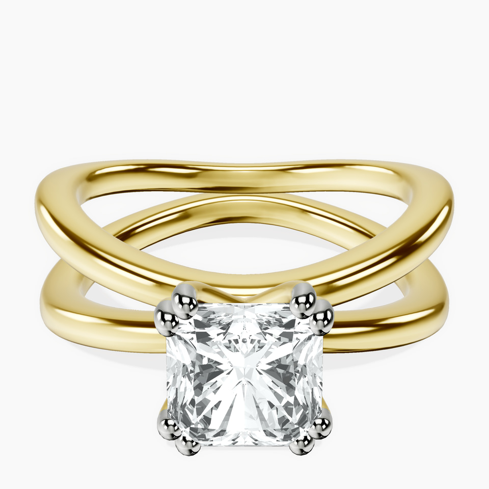 14ct Yellow Gold Stella Criss Cross Solitaire Lab Diamond Ring front image