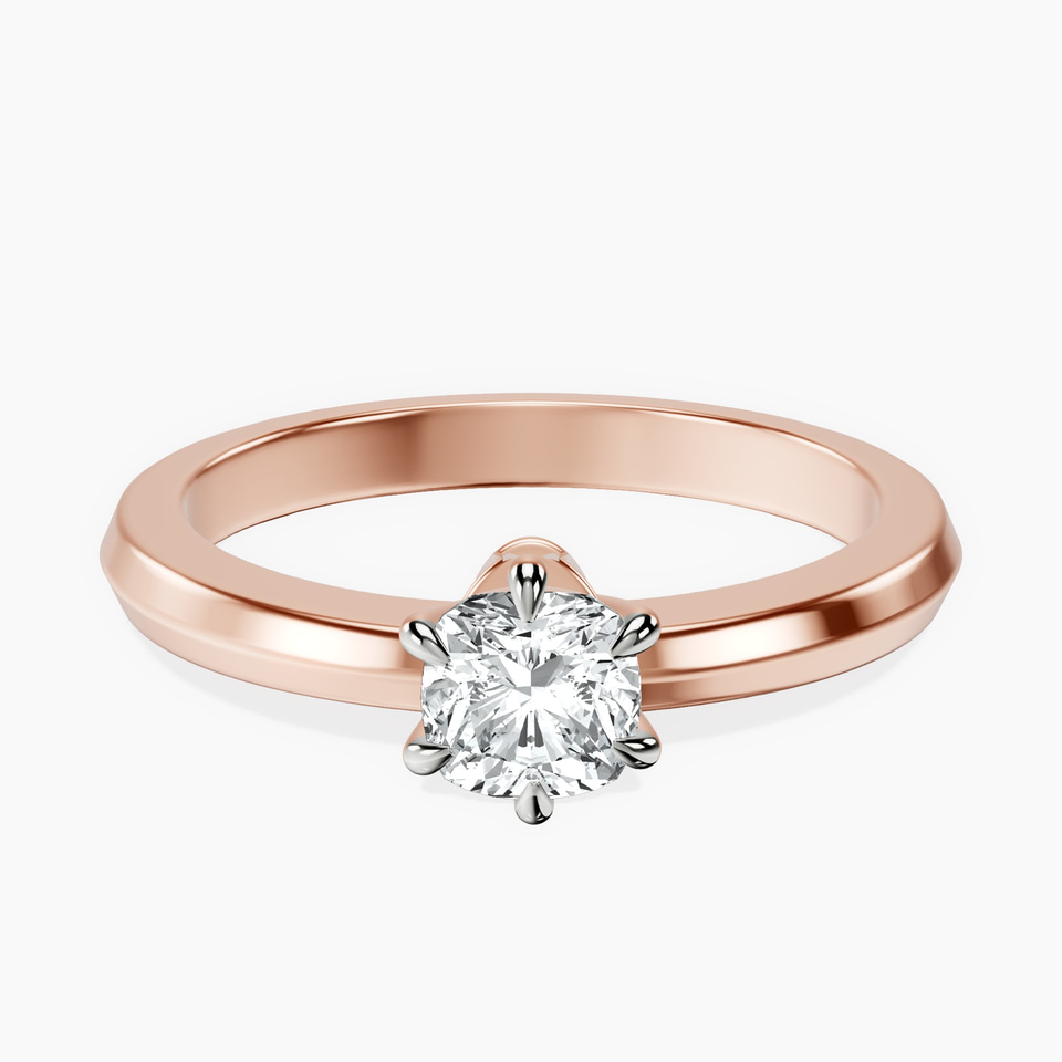 14kt Rose Gold Eva Six Prong Knife Edge Lab Diamond Ring front image