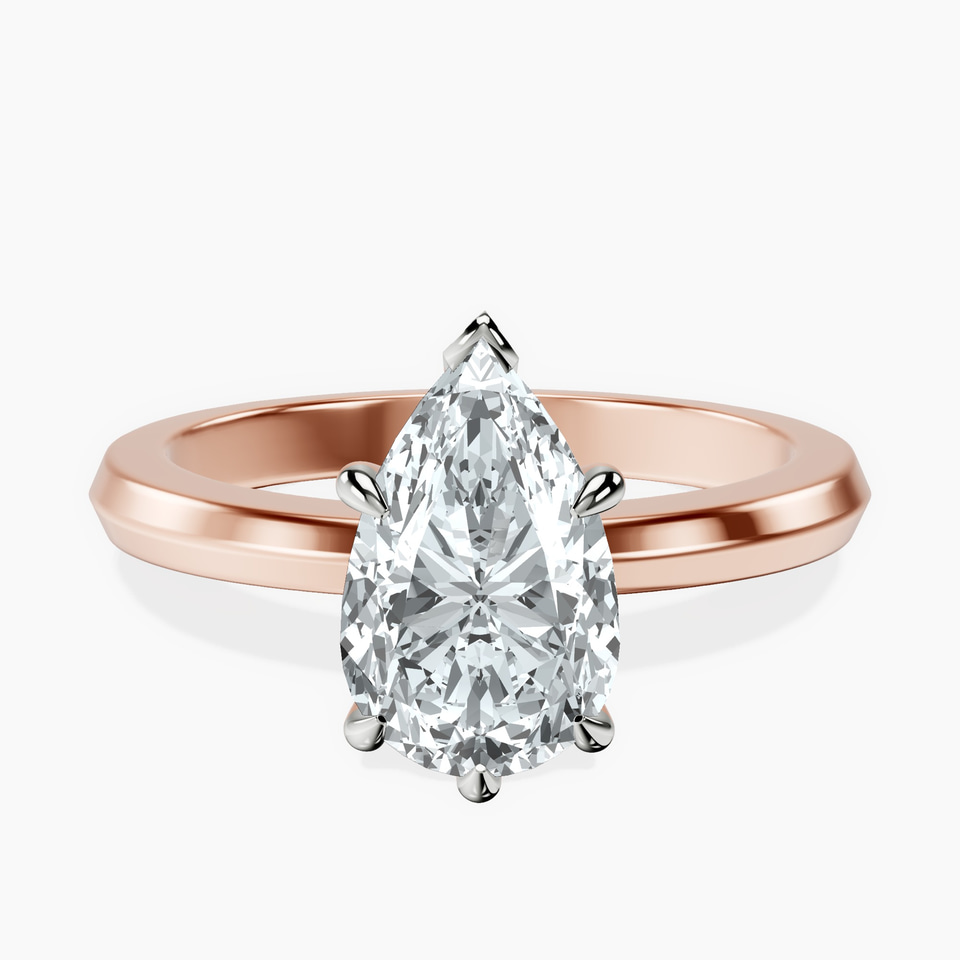 9ct Rose Gold Eva Six Prong Knife Edge Lab Diamond Ring front image