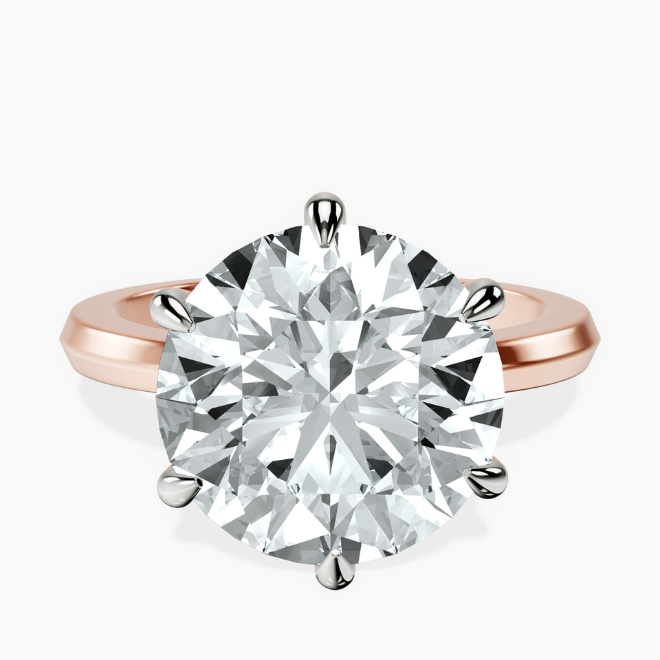 14kt Rose Gold Eva Six Prong Knife Edge Lab Diamond Ring front image