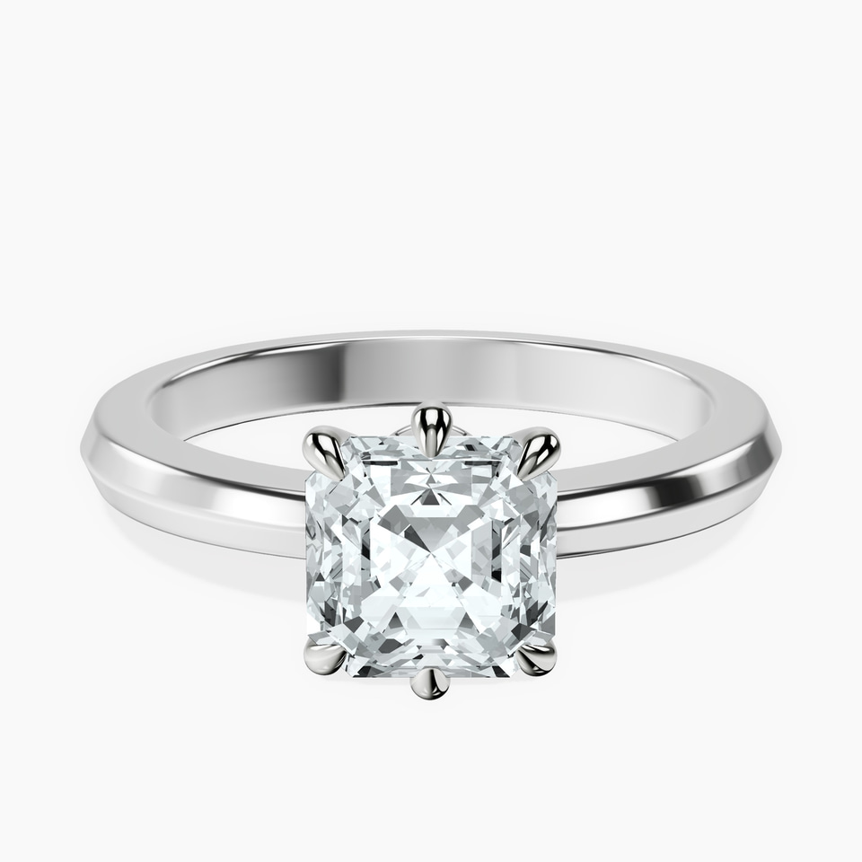 9ct White Gold Eva Six Prong Knife Edge Lab Diamond Ring front image