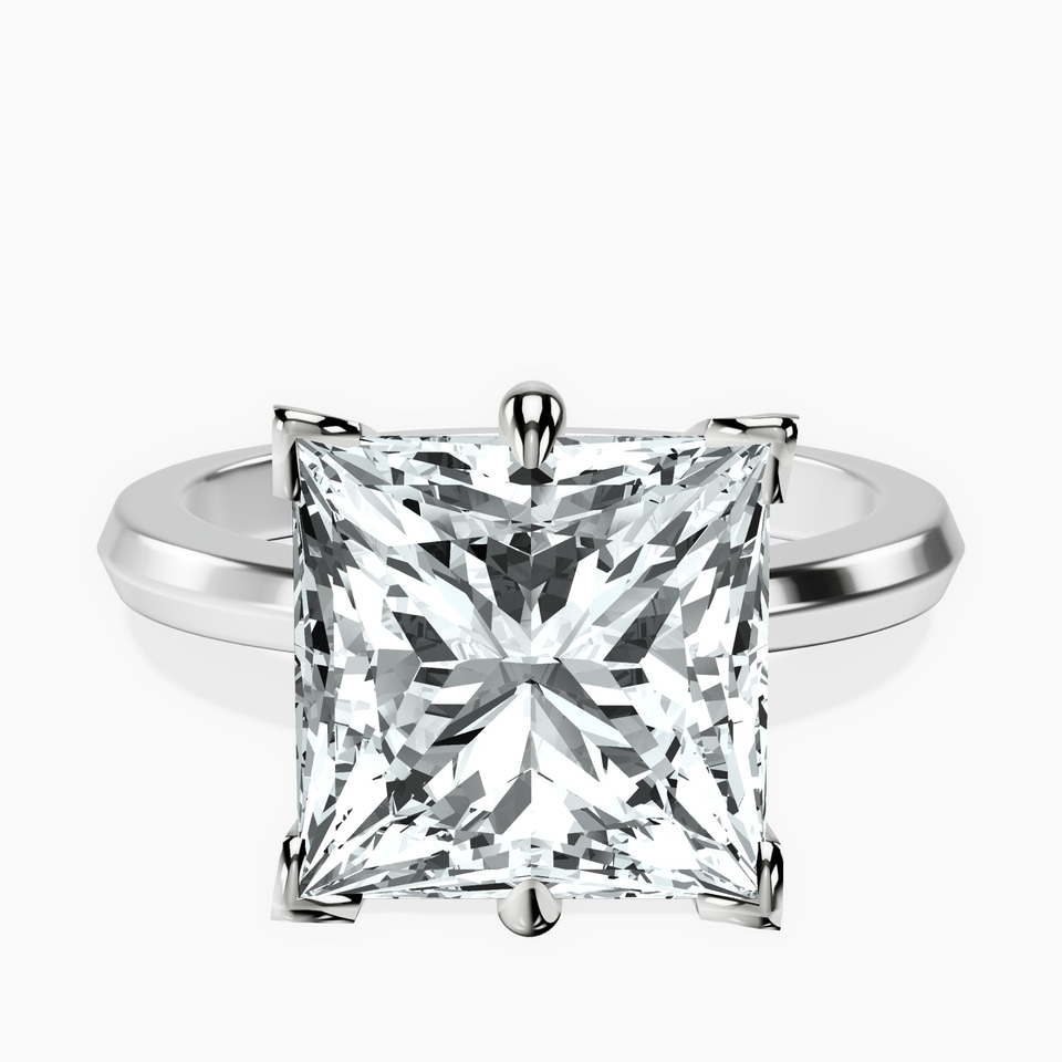 10kt White Gold Eva Six Prong Knife Edge Lab Diamond Ring front image