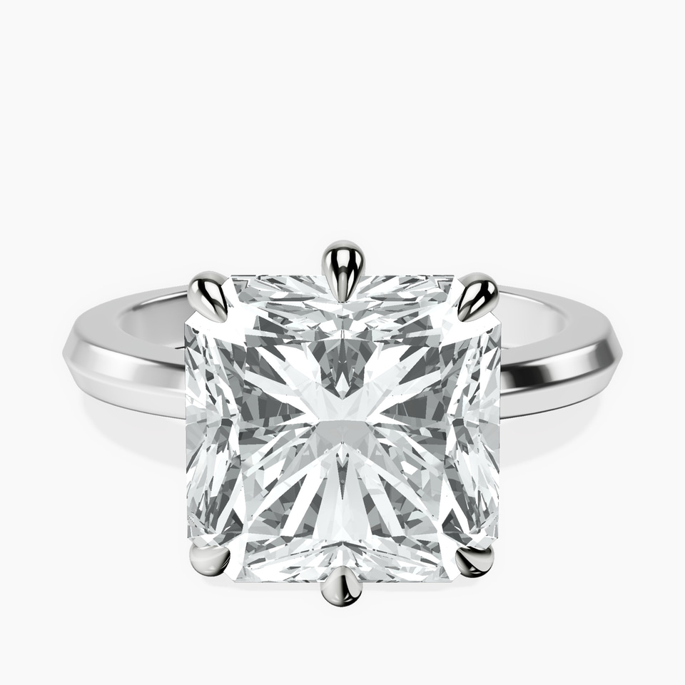 10kt White Gold Eva Six Prong Knife Edge Lab Diamond Ring front image