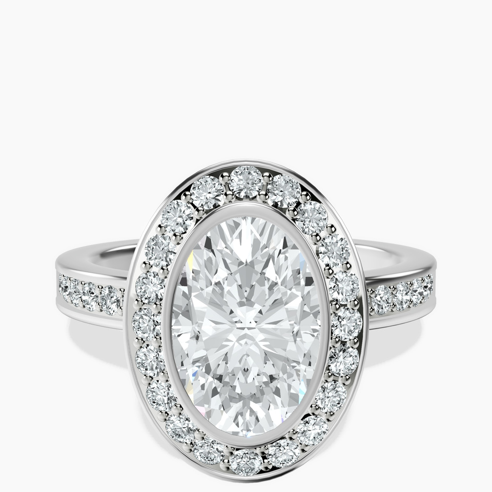 9ct White Gold Bell Dome Bezel Halo Eternity Lab Diamond Ring front image