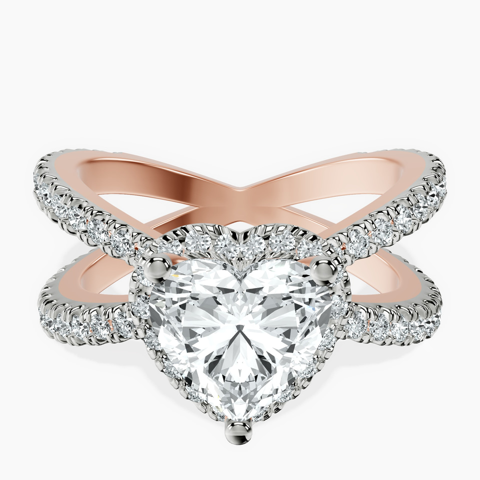 9ct Rose Gold Electra Criss Cross Halo Lab Diamond Ring front image