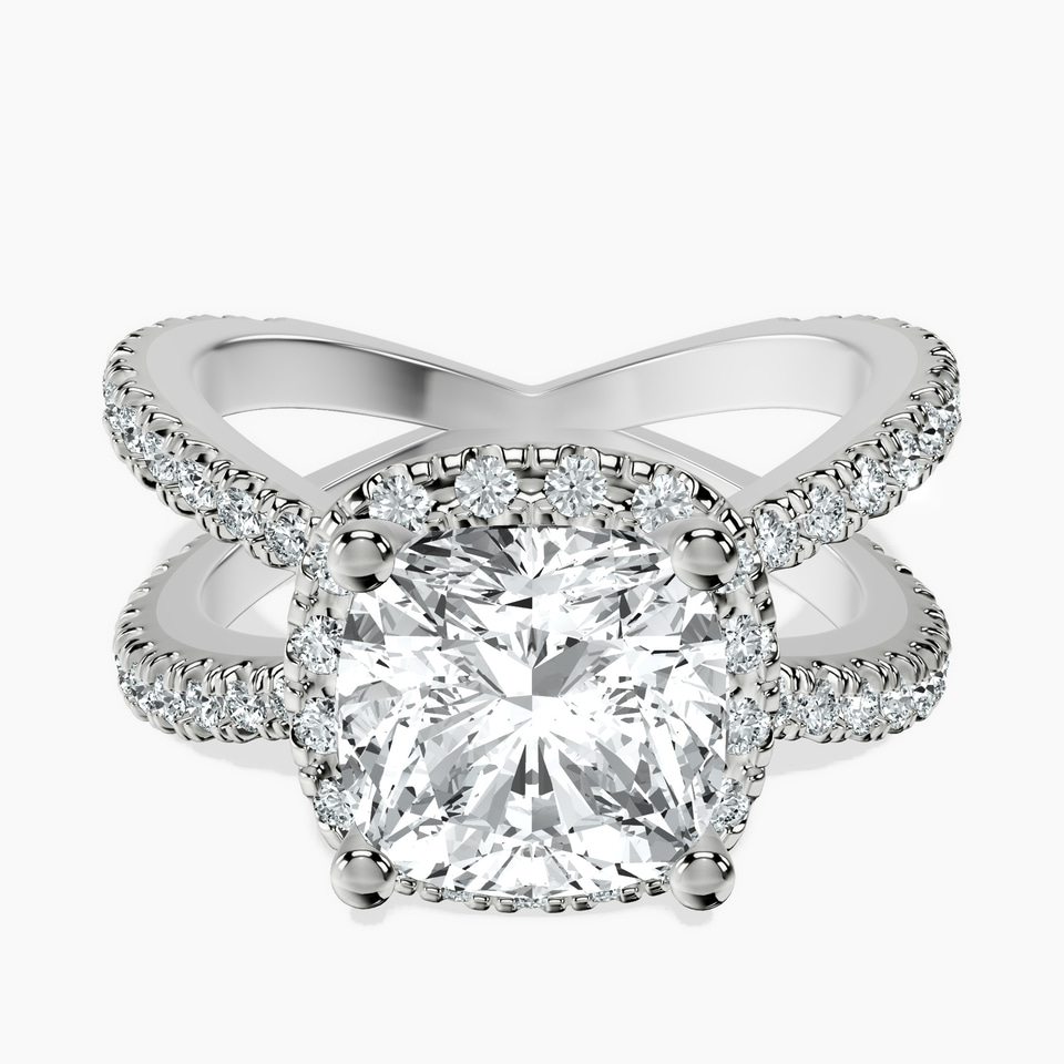 Platinum Electra Criss Cross Halo Lab Diamond Ring front image