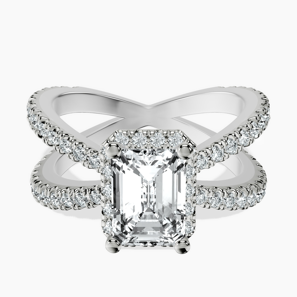 9ct White Gold Electra Criss Cross Halo Lab Diamond Ring front image