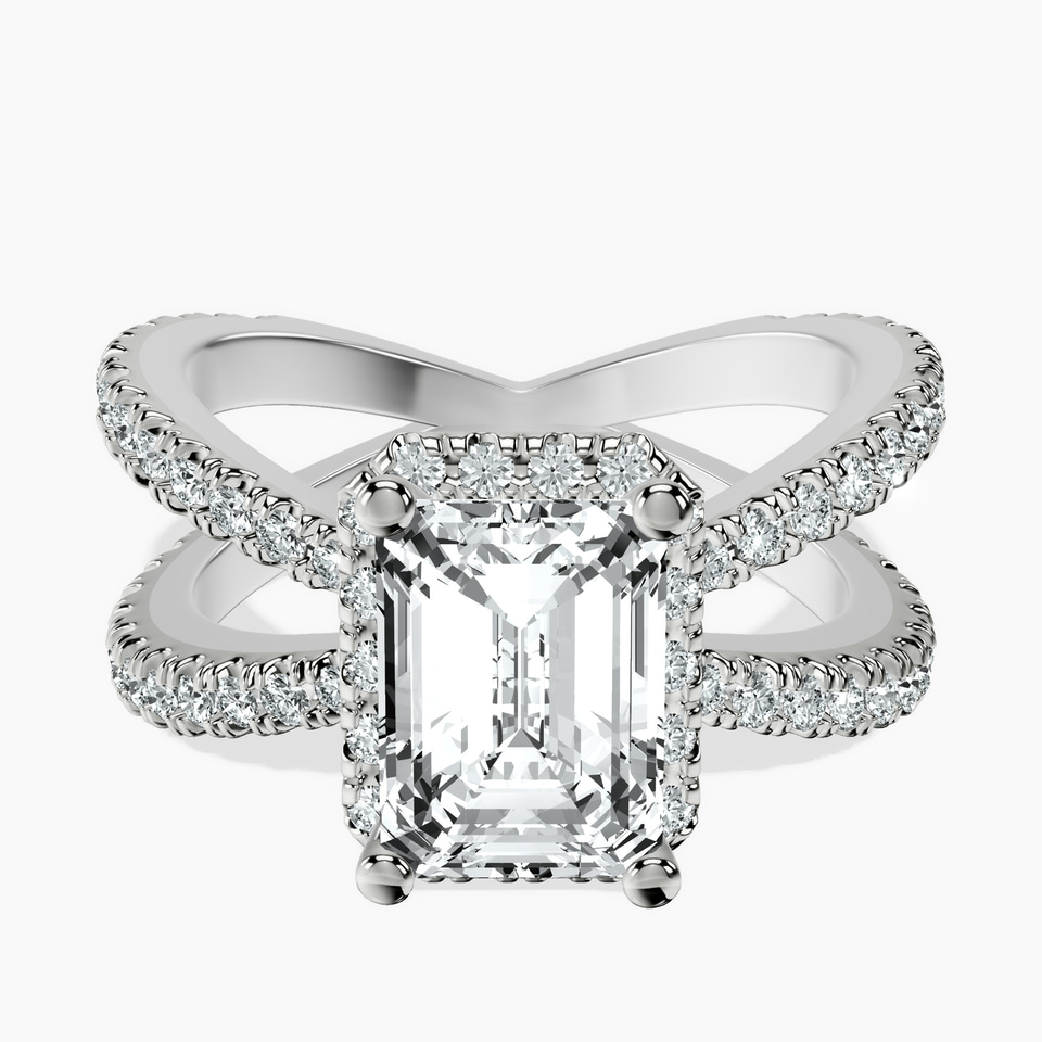 Platinum Electra Criss Cross Halo Lab Diamond Ring front image