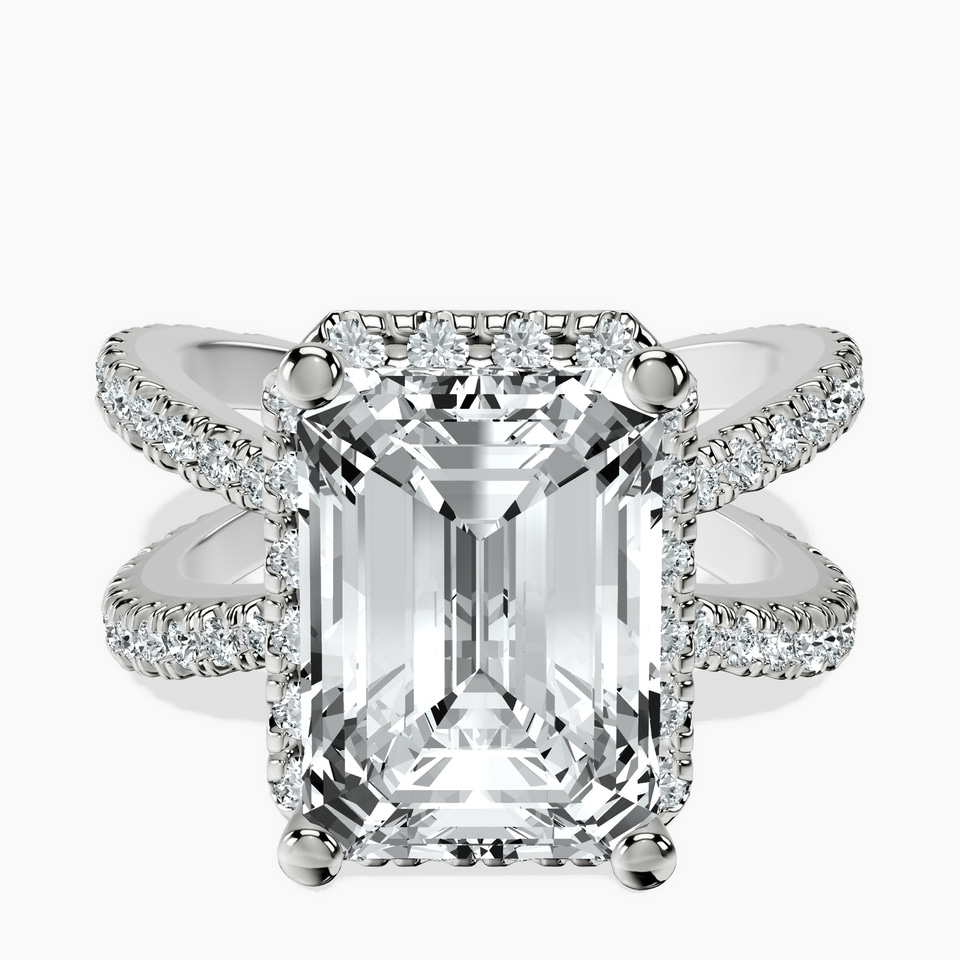 Platinum Electra Criss Cross Halo Lab Diamond Ring front image