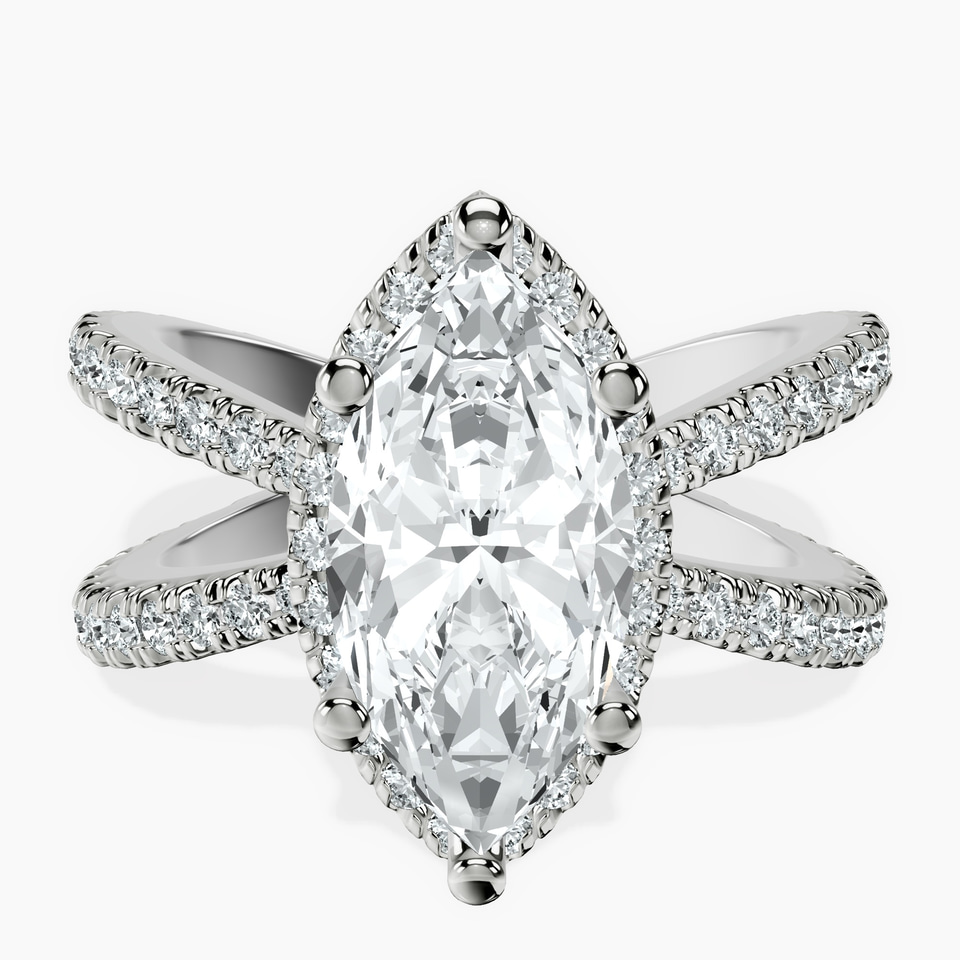 10kt White Gold Electra Criss Cross Halo Lab Diamond Ring front image