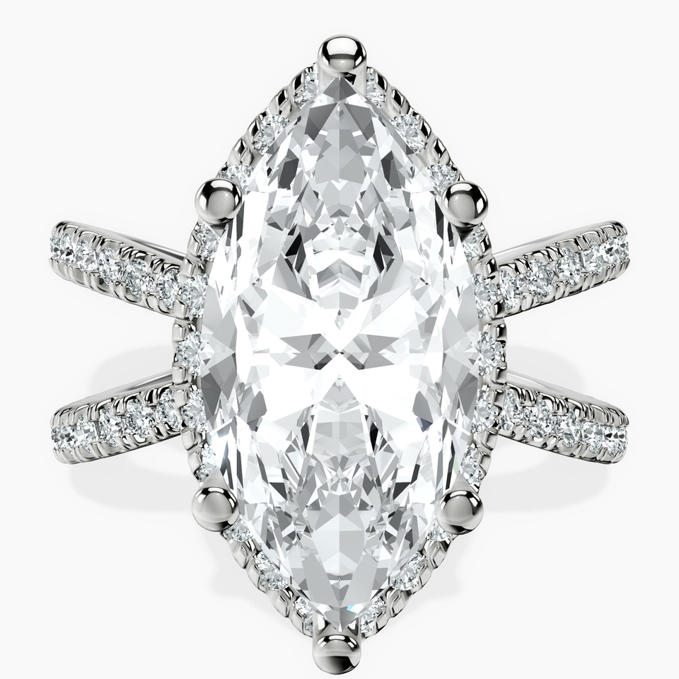 10kt White Gold Electra Criss Cross Halo Lab Diamond Ring front image