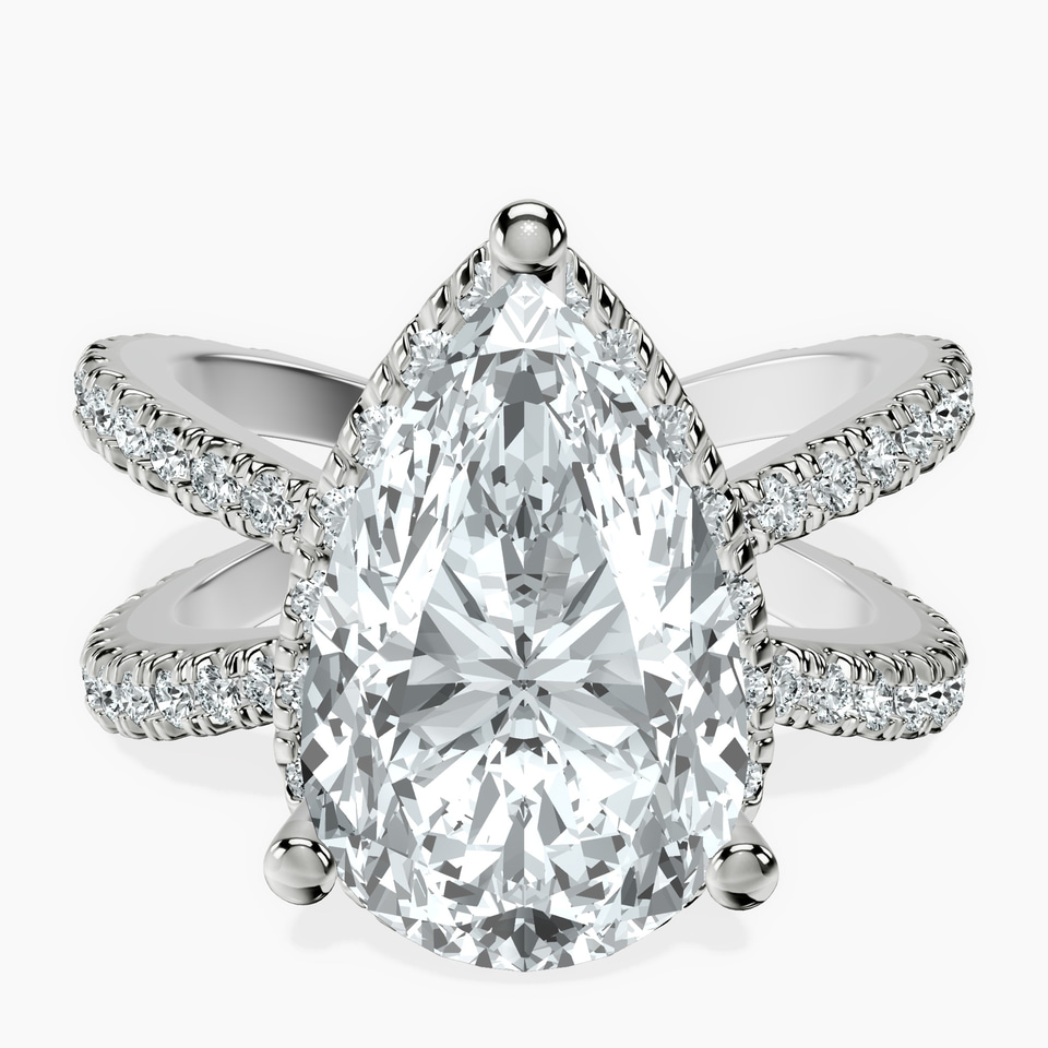 Platinum Electra Criss Cross Halo Lab Diamond Ring front image