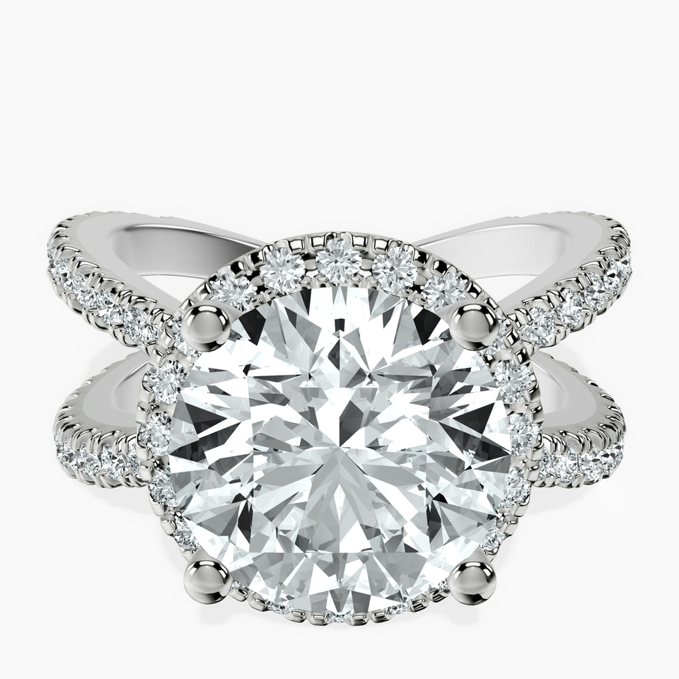 10kt White Gold Electra Criss Cross Halo Lab Diamond Ring front image