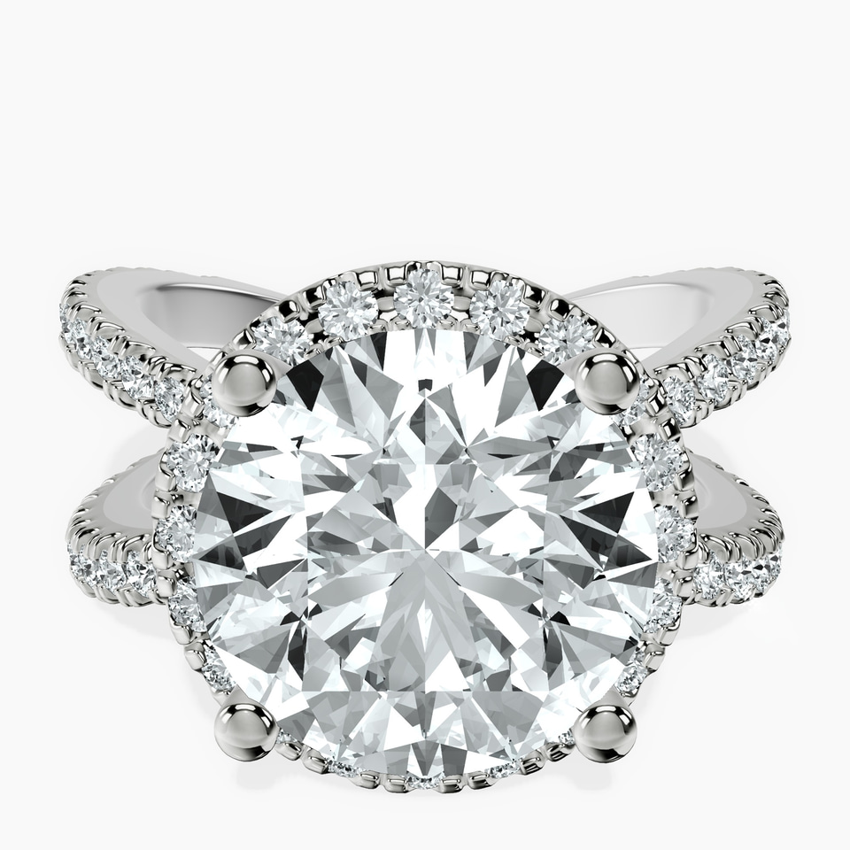 10kt White Gold Electra Criss Cross Halo Lab Diamond Ring front image