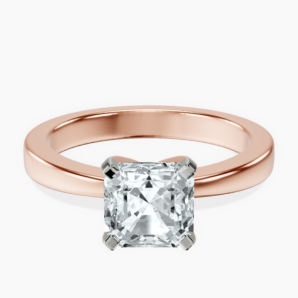 9ct Rose Gold Jannel Tapering Solitaire Lab Diamond Ring front image