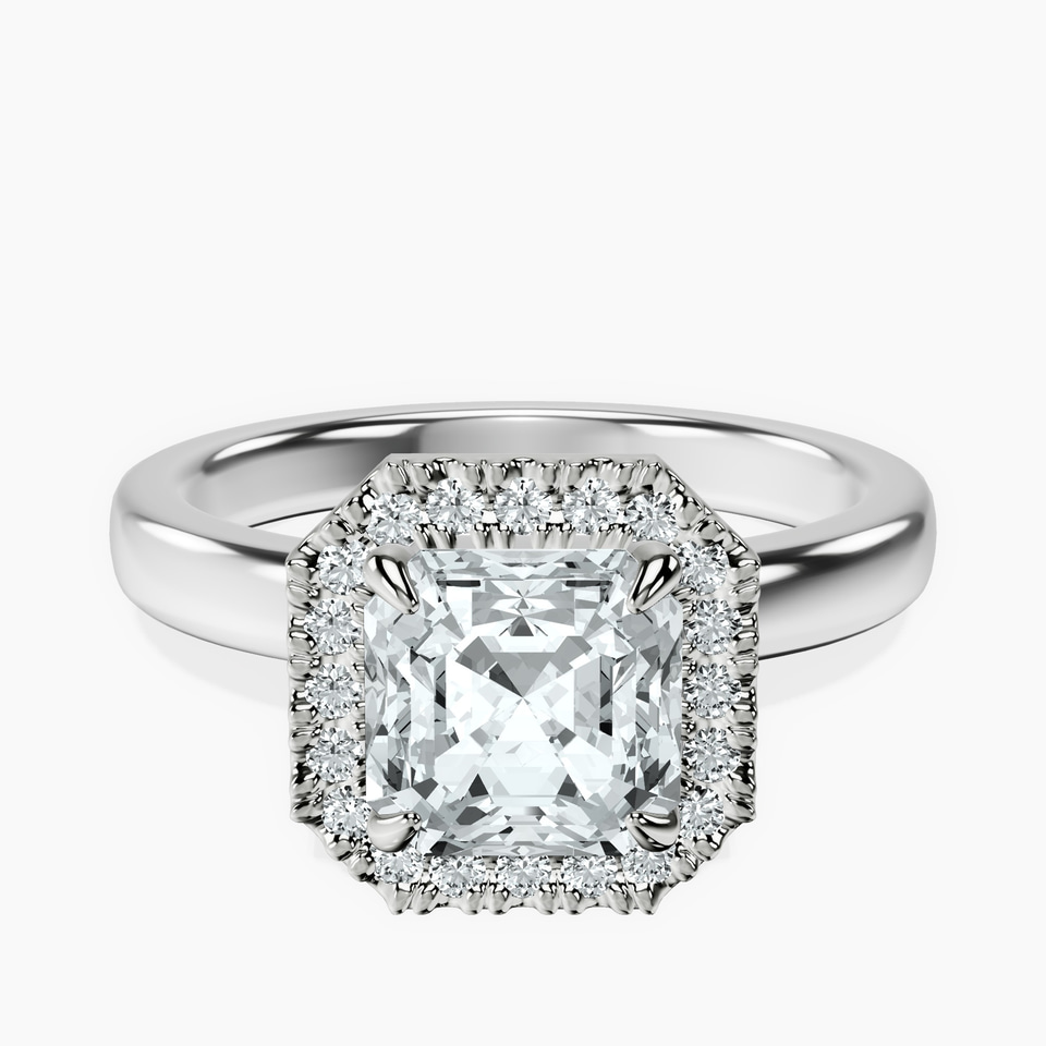 9ct White Gold Anna Hidden Accents Halo Lab Diamond Ring front image