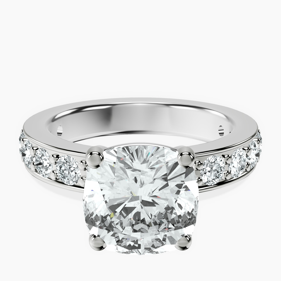 10kt White Gold Adele Side Stone Lab Diamond Ring front image