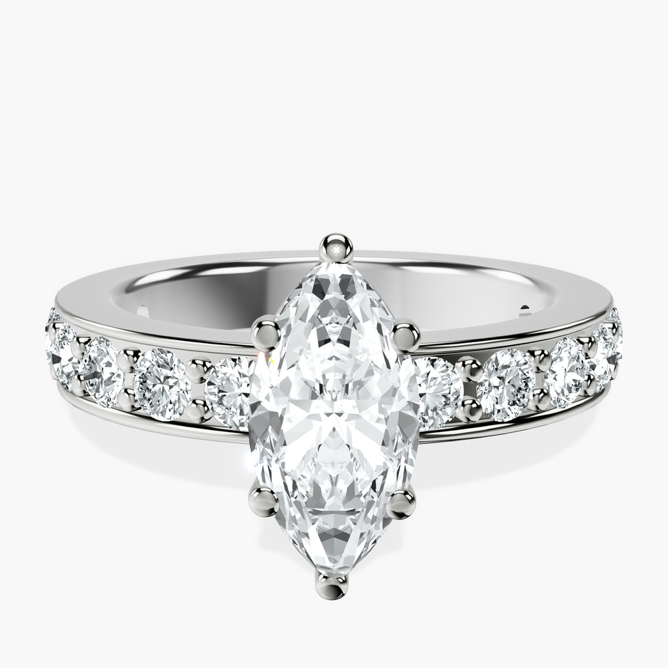 10kt White Gold Adele Side Stone Lab Diamond Ring front image