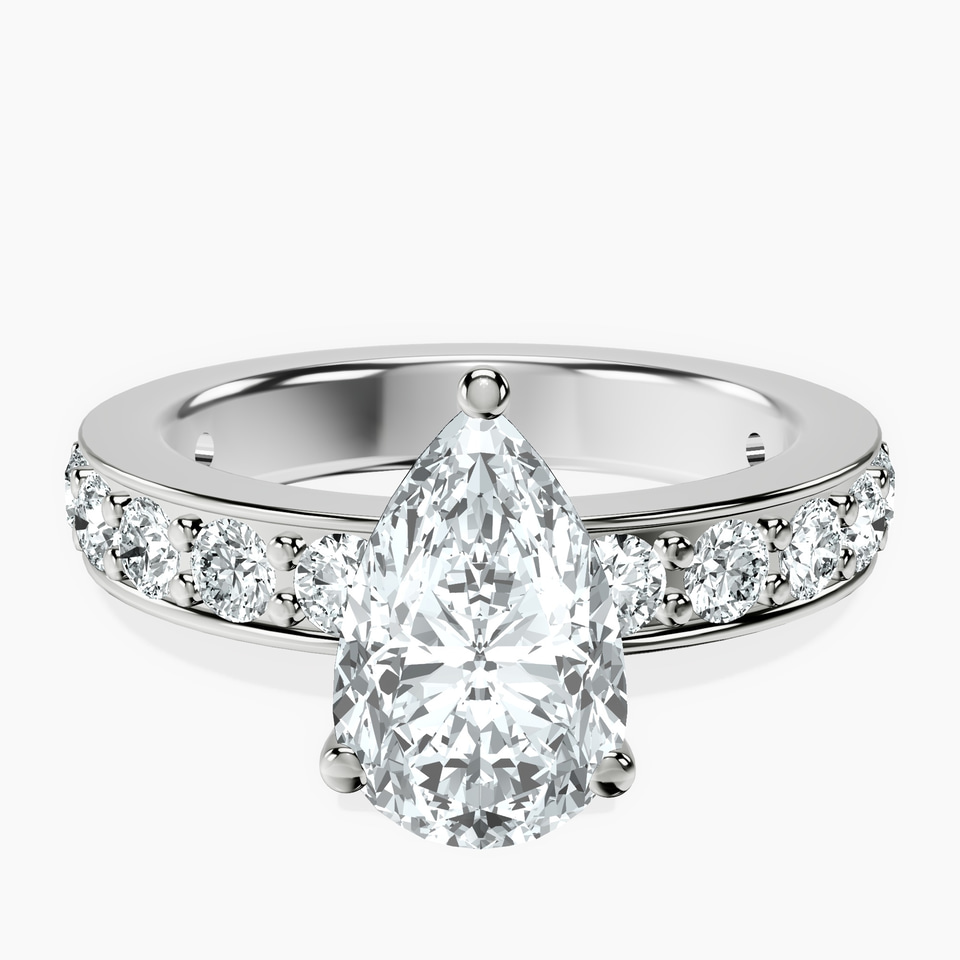 18ct White Gold Adele Side Stone Lab Diamond Ring front image