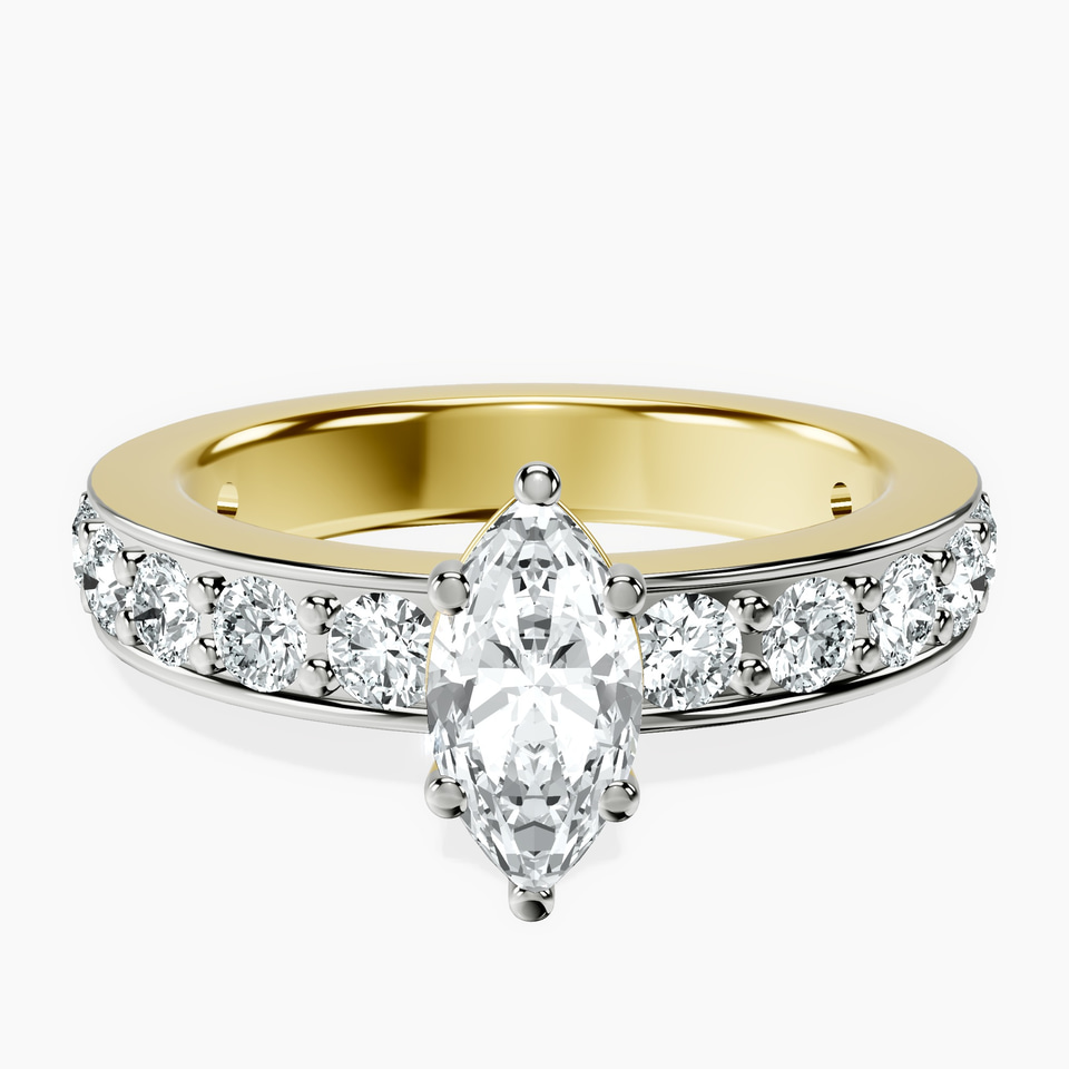 10kt Yellow Gold Adele Side Stone Lab Diamond Ring front image