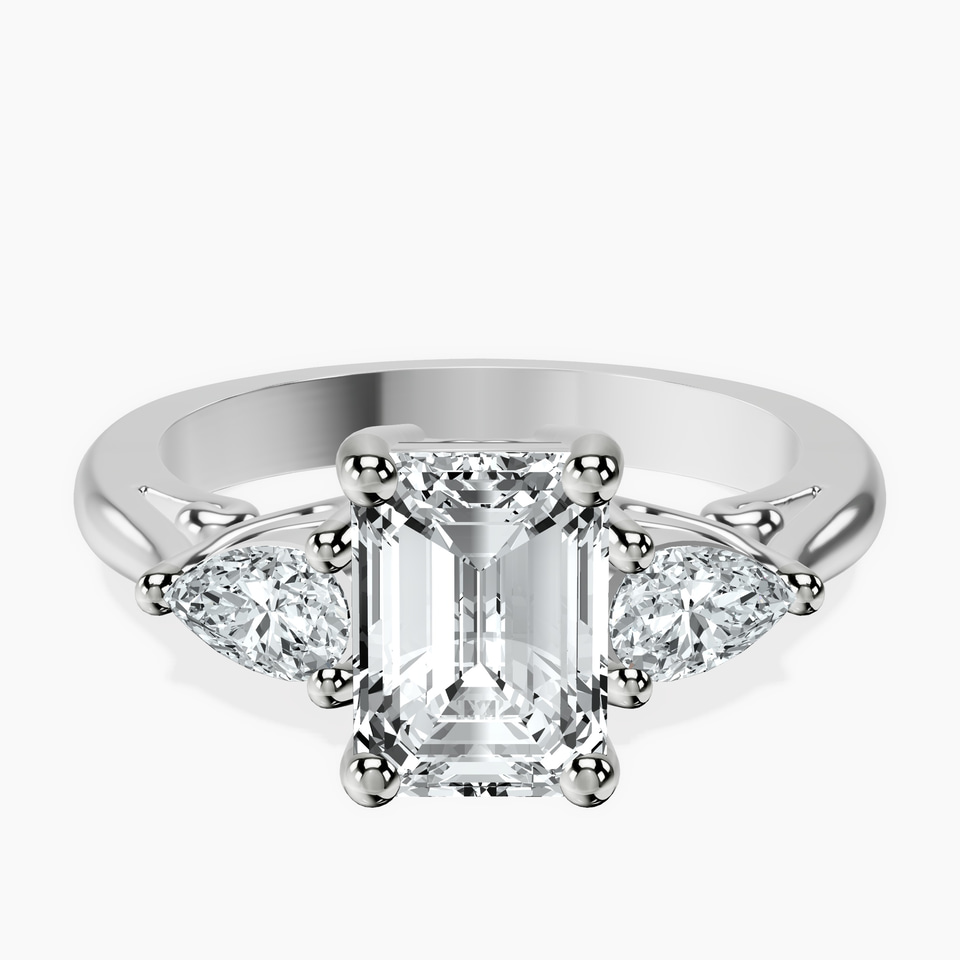 Platinum Leona Three stone Side Pear Lab Diamond Ring front image